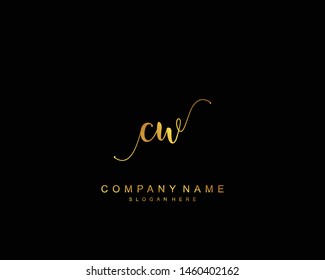 Initial CW beauty monogram and elegant logo design, handwriting logo of initial signature, wedding, fashion, floral and botanical with creative template.