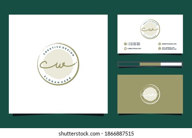 Initial CW Feminine logo collections and business card template.
