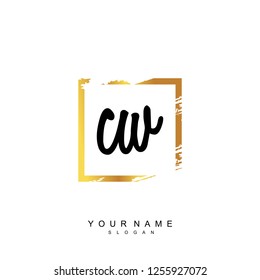 Initial CW handwriting logo vector
