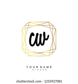 Initial CW handwriting logo vector