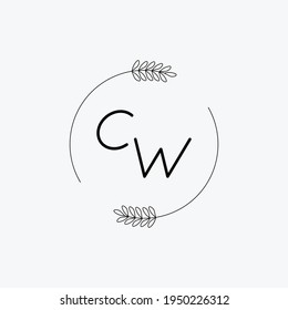 Initial CW Logo Handwriting Lettering fashion modern