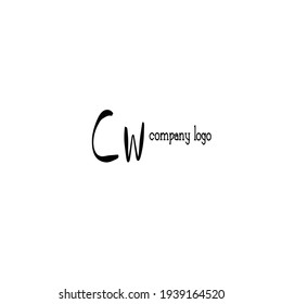 Initial CW logo handwriting vector