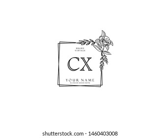 Initial CX beauty monogram and elegant logo design, handwriting logo of initial signature, wedding, fashion, floral and botanical with creative template.