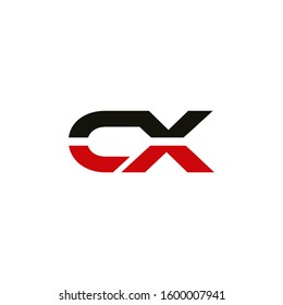 Initial CX icon design template elements for business company logo. Outstanding professional elegant trendy awesome artistic black and red color. Logotype idea vector isolated on white background.