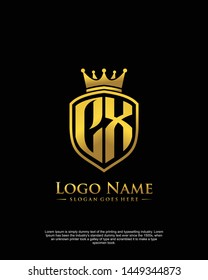 initial CX letter with shield style logo template vector