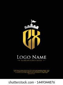 initial CX letter with shield style logo template vector
