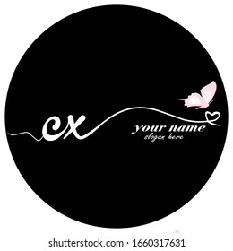 Initial CX logo handwriting vector butterfly illustration