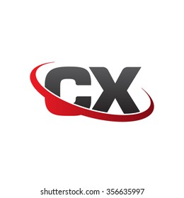 initial CX swoosh ring company logo red black