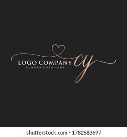 Monograma inicial de belleza CY y diseño elegante de logotipo, logotipo de escritura a mano de firma inicial, boda, moda, floral y botánica con plantilla creativa.	
