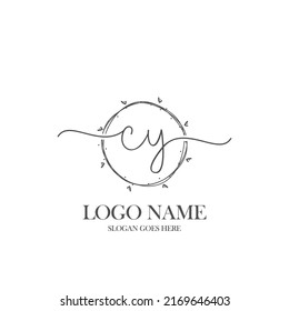 Monograma inicial de belleza CY y diseño elegante de logotipo, logotipo de escritura a mano de firma inicial, boda, moda, floral y botánica con plantilla creativa.