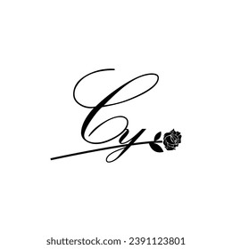 Ornamento de tipografía de flores de escritura inicial de CY moderno