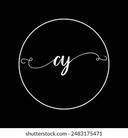Initial CY letter handwriting monogram simple luxury
