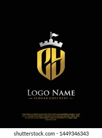 initial CY letter with shield style logo template vector