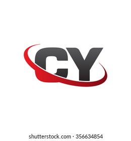initial CY swoosh ring company logo red black