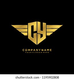 Initial CY wing logo template vector