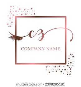 Initial CZ calligraphy company eye and eyelash handwriting