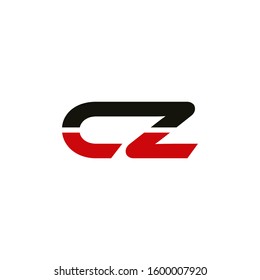 Initial CZ icon design template elements for business company logo. Outstanding professional elegant trendy awesome artistic black and red color. Logotype idea vector isolated on white background.