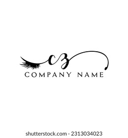 logotipo inicial del logotipo de la ZC etiqueta pegatina vectores de eyelash maquillaje de símbolos modernos