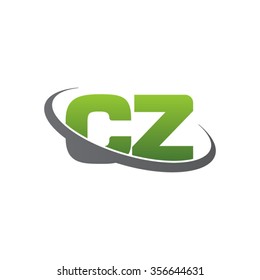 initial CZ swoosh ring company logo green gray