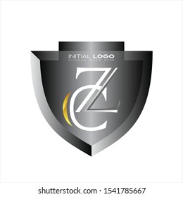 Initial CZ, ZC letter logo shield 