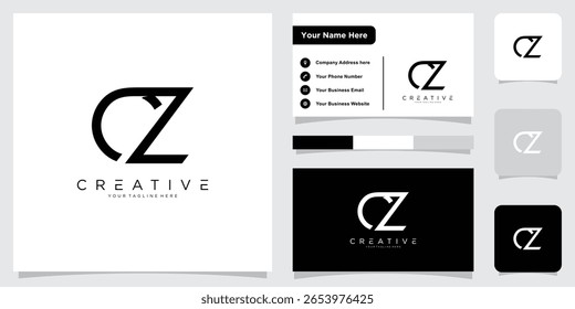 Ursprüngliche CZ- oder ZC-Logo-Design-Vektor-Vorlage mit Visitenkarte