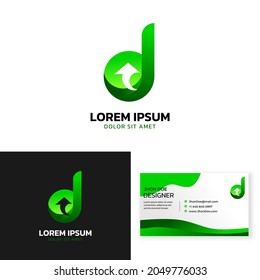 Initial d and up abstract logo in green gradient color. fit use for training, health, education logo.