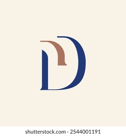 Vetor de logotipo simples do alfabeto D inicial. Letra D monograma marca de logotipo alfabeto para vestuário de luxo, moda, boutique, negócios e empresa