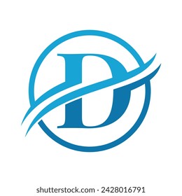 Initial D Alphabet mit Swoosh oder Ocean Wave Logo Design