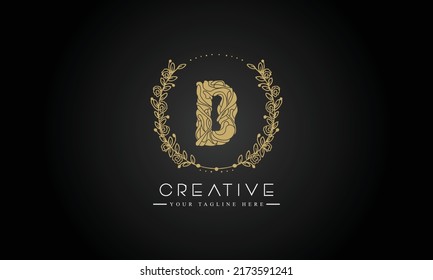 Initial D beauty monogram and elegant logo design, logo of initial signature, wedding, fashion, floral and botanical with creative template.