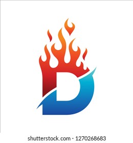 Initial D burn logo, Letter D fire logo, flame, Burn fire