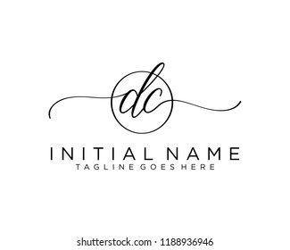 Initial D C handwriting logo vector. Hand lettering for designs