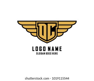 Initial D & C wing shield logo template vector