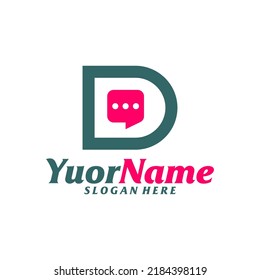 Initial D with Chat Logo Design Template. Letter D logo concept vector. Creative Icon Symbol