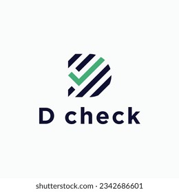 Initial D with check logo design vector silhouette illustration
