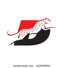 Initial D cheetah logo template vector illustration