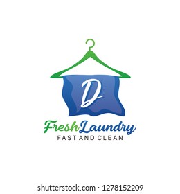 Initial D With Clothes Hanger Shape Laundry Icon Logo