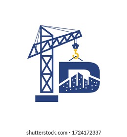 Initial D Crane Building Real Estate Construction Logo Design.
