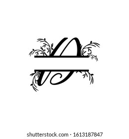 Initial d decorative plant monogram split letter vector