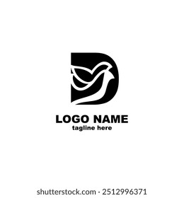 initial D dove logo design vector