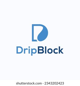 d inicial con diseño de logo de gota con diseño de silueta vectorial