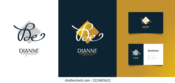 Initial D and E Logo Design with Handwriting Style. DE Signature Logo or Symbol for Wedding, Fashion, Jewelry, Boutique, Botanical, Floral and Business Identity