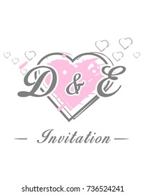 Initial D & E wedding invitation logo template vector