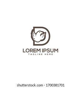 initial D eagle logo luxury linked premium design template elements.