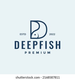 initial D with fish logo design vector graphic symbol icon illustration creative idea