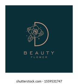 Initial D Flower Beauty Letter Logo Design Vector