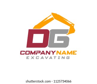Initial D G excavator logo concept vector with arm excavator template vector.