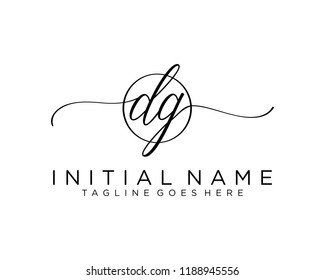 Initial D G handwriting logo vector. Hand lettering for designs