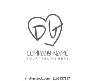 Initial D G with love logo template vector