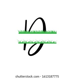 Initial d grass monogram split letter vector isolated