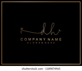 Initial D H handwriting logo template vector